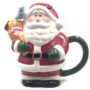 Vintage Scott's Collectables Santa with Bluebird Teapot 2002 Whimsy Holiday
